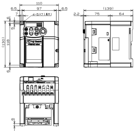DUF-50T inverter dimensions