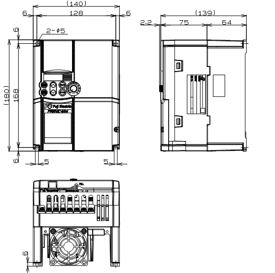 DUF-60T inverter dimensions