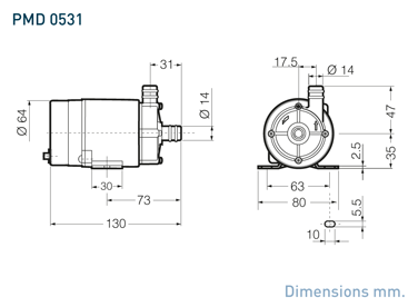 Dimensional drawing Sanso AC-PMD-0531