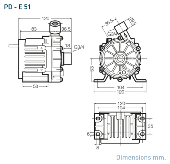 Dimensional drawing Sanso DC-PD-E51