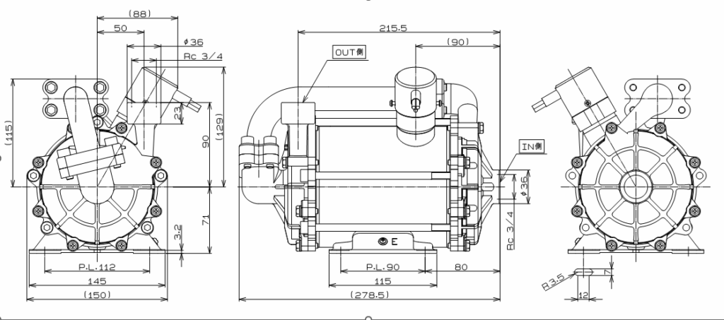 Dimensional drawing Sanso DC-PDH-3201