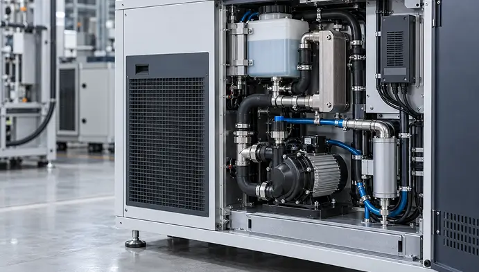Sanso-Pumpe integriert in einen kompakten industriellen Chiller
