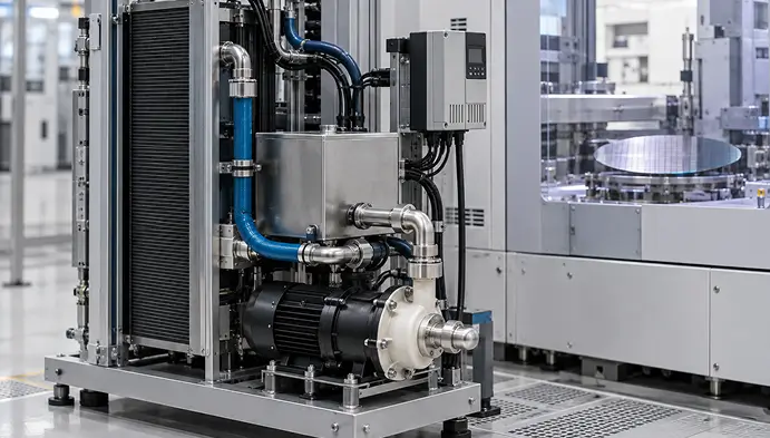 Sanso-Pumpe in einem Präzisionskühlsystem für die Halbleiterfertigung