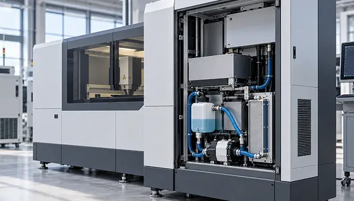 Sanso-Pumpe im Kühlkreislauf einer industriellen Laserkühlung