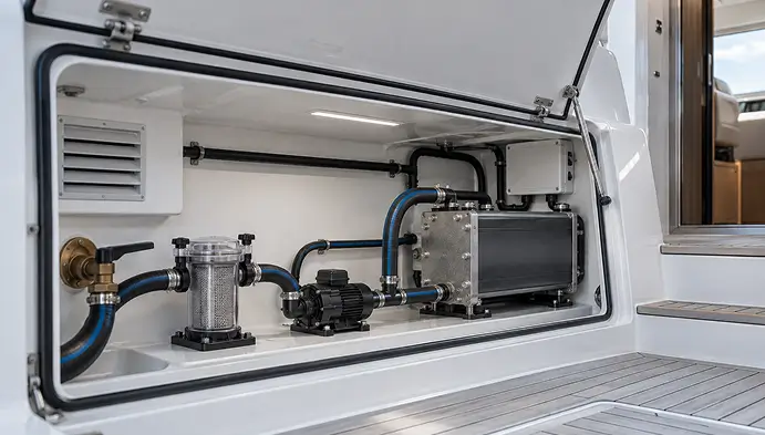 Kompakte Sanso-Pumpe im Seewasserkreislauf einer Marine-Klimaanlage